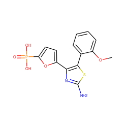 COc1ccccc1-c1sc(N)nc1-c1ccc(P(=O)(O)O)o1 ZINC000066103548