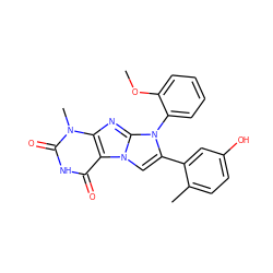 COc1ccccc1-n1c(-c2cc(O)ccc2C)cn2c3c(=O)[nH]c(=O)n(C)c3nc12 ZINC000045245466