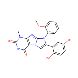 COc1ccccc1-n1c(-c2cc(O)ccc2O)cn2c3c(=O)[nH]c(=O)n(C)c3nc12 ZINC000045245467