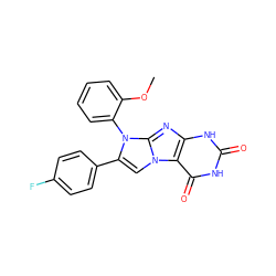 COc1ccccc1-n1c(-c2ccc(F)cc2)cn2c3c(=O)[nH]c(=O)[nH]c3nc12 ZINC000095536847