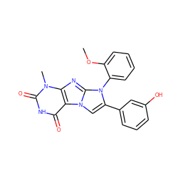 COc1ccccc1-n1c(-c2cccc(O)c2)cn2c3c(=O)[nH]c(=O)n(C)c3nc12 ZINC000045300499