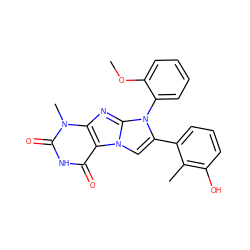 COc1ccccc1-n1c(-c2cccc(O)c2C)cn2c3c(=O)[nH]c(=O)n(C)c3nc12 ZINC000045244956