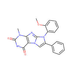 COc1ccccc1-n1c(-c2ccccc2)cn2c3c(=O)[nH]c(=O)n(C)c3nc12 ZINC000013814276