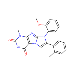 COc1ccccc1-n1c(-c2ccccc2C)cn2c3c(=O)[nH]c(=O)n(C)c3nc12 ZINC000045284849