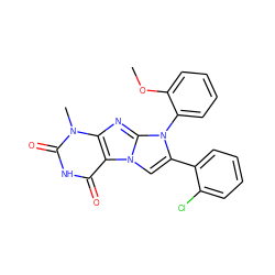 COc1ccccc1-n1c(-c2ccccc2Cl)cn2c3c(=O)[nH]c(=O)n(C)c3nc12 ZINC000095590510