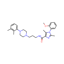 COc1ccccc1-n1c(C)nc(C(=O)NCCCN2CCN(c3cccc(C)c3C)CC2)c1C ZINC000072106086