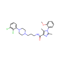 COc1ccccc1-n1c(C)nc(C(=O)NCCCN2CCN(c3cccc(Cl)c3Cl)CC2)c1C ZINC000072104740