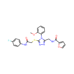 COc1ccccc1-n1c(CNC(=O)c2ccco2)nnc1SCC(=O)Nc1ccc(F)cc1 ZINC000003632658