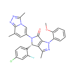 COc1ccccc1-n1nc(C)c2c1C(=O)N(c1cc(C)c3nnc(C)n3c1)[C@H]2c1ccc(Cl)cc1F ZINC000261163941