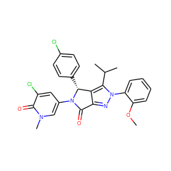 COc1ccccc1-n1nc2c(c1C(C)C)[C@@H](c1ccc(Cl)cc1)N(c1cc(Cl)c(=O)n(C)c1)C2=O ZINC000224071818