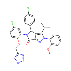 COc1ccccc1-n1nc2c(c1C(C)C)[C@@H](c1ccc(Cl)cc1)N(c1cc(Cl)ccc1OCc1nn[nH]n1)C2=O ZINC000224075548