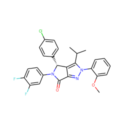 COc1ccccc1-n1nc2c(c1C(C)C)[C@@H](c1ccc(Cl)cc1)N(c1ccc(F)c(F)c1)C2=O ZINC000224072240