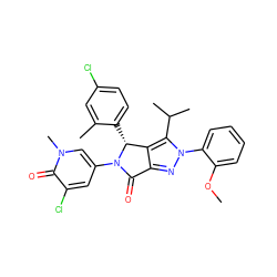 COc1ccccc1-n1nc2c(c1C(C)C)[C@@H](c1ccc(Cl)cc1C)N(c1cc(Cl)c(=O)n(C)c1)C2=O ZINC000224061880