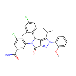 COc1ccccc1-n1nc2c(c1C(C)C)[C@@H](c1ccc(Cl)cc1C)N(c1cc(Cl)cc(C(N)=O)c1)C2=O ZINC000224107961