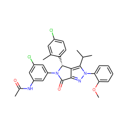 COc1ccccc1-n1nc2c(c1C(C)C)[C@@H](c1ccc(Cl)cc1C)N(c1cc(Cl)cc(NC(C)=O)c1)C2=O ZINC000224077525