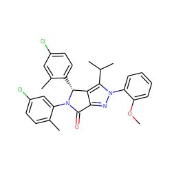 COc1ccccc1-n1nc2c(c1C(C)C)[C@@H](c1ccc(Cl)cc1C)N(c1cc(Cl)ccc1C)C2=O ZINC000224078218