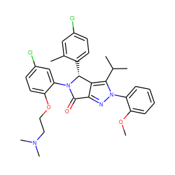 COc1ccccc1-n1nc2c(c1C(C)C)[C@@H](c1ccc(Cl)cc1C)N(c1cc(Cl)ccc1OCCN(C)C)C2=O ZINC000221005661