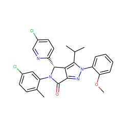 COc1ccccc1-n1nc2c(c1C(C)C)[C@@H](c1ccc(Cl)cn1)N(c1cc(Cl)ccc1C)C2=O ZINC000206088134