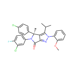 COc1ccccc1-n1nc2c(c1C(C)C)[C@](C)(c1ccc(Cl)cc1)N(c1ccc(F)c(Cl)c1)C2=O ZINC000224090286