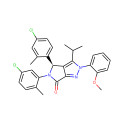 COc1ccccc1-n1nc2c(c1C(C)C)[C@H](c1ccc(Cl)cc1C)N(c1cc(Cl)ccc1C)C2=O ZINC000224078165