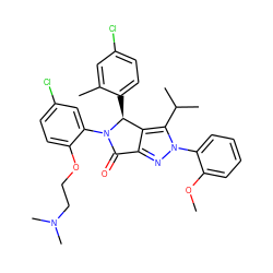 COc1ccccc1-n1nc2c(c1C(C)C)[C@H](c1ccc(Cl)cc1C)N(c1cc(Cl)ccc1OCCN(C)C)C2=O ZINC000205627311