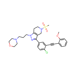 COc1ccccc1C#Cc1cc(-c2nn(CCCN3CCOCC3)c3c2CN(S(C)(=O)=O)CC3)ccc1Cl ZINC000049694697