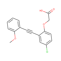 COc1ccccc1C#Cc1cc(Cl)ccc1OCC(=O)O ZINC000073388590