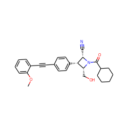 COc1ccccc1C#Cc1ccc([C@H]2[C@@H](CO)N(C(=O)C3CCCCC3)[C@H]2C#N)cc1 ZINC000095600220