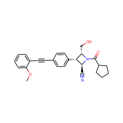 COc1ccccc1C#Cc1ccc([C@H]2[C@H](C#N)N(C(=O)C3CCCC3)[C@H]2CO)cc1 ZINC000095602330