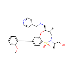 COc1ccccc1C#Cc1ccc2c(c1)O[C@@H](CN(C)Cc1ccncc1)[C@H](C)CN([C@H](C)CO)S2(=O)=O ZINC000095603421