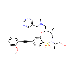 COc1ccccc1C#Cc1ccc2c(c1)O[C@@H](CN(C)Cc1cncnc1)[C@H](C)CN([C@H](C)CO)S2(=O)=O ZINC000095602756