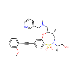 COc1ccccc1C#Cc1ccc2c(c1)O[C@H](CN(C)Cc1cccnc1)[C@H](C)CN([C@@H](C)CO)S2(=O)=O ZINC000095603740