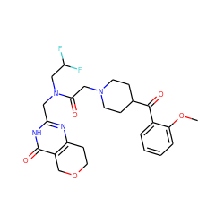 COc1ccccc1C(=O)C1CCN(CC(=O)N(Cc2nc3c(c(=O)[nH]2)COCC3)CC(F)F)CC1 ZINC000205721172