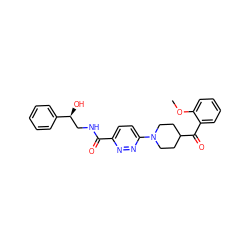 COc1ccccc1C(=O)C1CCN(c2ccc(C(=O)NC[C@H](O)c3ccccc3)nn2)CC1 ZINC000045336138