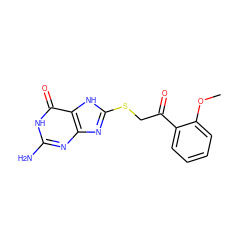 COc1ccccc1C(=O)CSc1nc2nc(N)[nH]c(=O)c2[nH]1 ZINC000169308483