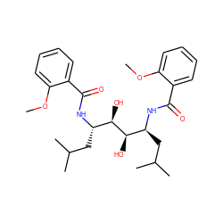COc1ccccc1C(=O)N[C@@H](CC(C)C)[C@@H](O)[C@H](O)[C@H](CC(C)C)NC(=O)c1ccccc1OC ZINC000062179126