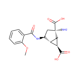 COc1ccccc1C(=O)N[C@H]1C[C@@](N)(C(=O)O)[C@@H]2[C@@H](C(=O)O)[C@H]12 ZINC000202463713