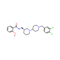 COc1ccccc1C(=O)NC[C@@H]1CCCN(C2CCN(Cc3ccc(Cl)c(Cl)c3)CC2)C1 ZINC000028469855