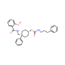 COc1ccccc1C(=O)NC[C@]1(c2ccccc2)CC[C@H](OC(=O)NCCCc2ccccc2)CC1 ZINC000253695405