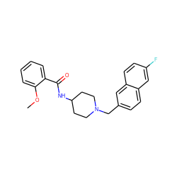 COc1ccccc1C(=O)NC1CCN(Cc2ccc3cc(F)ccc3c2)CC1 ZINC000029123232