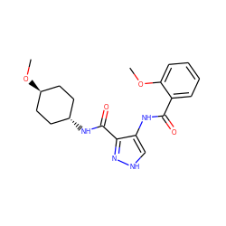 COc1ccccc1C(=O)Nc1c[nH]nc1C(=O)N[C@H]1CC[C@H](OC)CC1 ZINC000299819853