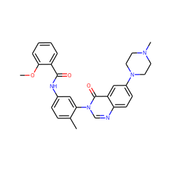 COc1ccccc1C(=O)Nc1ccc(C)c(-n2cnc3ccc(N4CCN(C)CC4)cc3c2=O)c1 ZINC000084670983