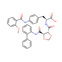 COc1ccccc1C(=O)Nc1ccc(C[C@H](NC(=O)[C@@H]2OCO[C@H]2C(=O)Nc2ccccc2-c2ccccc2)C(=O)O)cc1 ZINC000058468551
