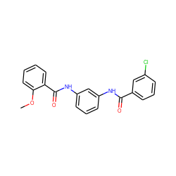 COc1ccccc1C(=O)Nc1cccc(NC(=O)c2cccc(Cl)c2)c1 ZINC000000885936