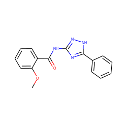 COc1ccccc1C(=O)Nc1n[nH]c(-c2ccccc2)n1 ZINC000025156671