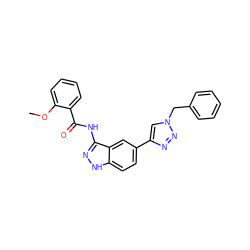 COc1ccccc1C(=O)Nc1n[nH]c2ccc(-c3cn(Cc4ccccc4)nn3)cc12 ZINC000063539988