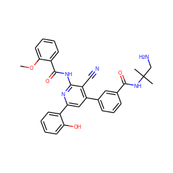 COc1ccccc1C(=O)Nc1nc(-c2ccccc2O)cc(-c2cccc(C(=O)NC(C)(C)CN)c2)c1C#N ZINC000049802774