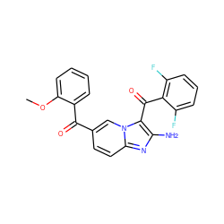 COc1ccccc1C(=O)c1ccc2nc(N)c(C(=O)c3c(F)cccc3F)n2c1 ZINC000014945548