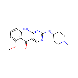 COc1ccccc1C(=O)c1cnc(NC2CCN(C)CC2)nc1N ZINC000014950228