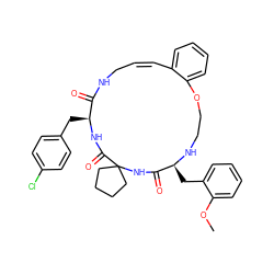 COc1ccccc1C[C@@H]1NCCOc2ccccc2/C=C\CNC(=O)[C@H](Cc2ccc(Cl)cc2)NC(=O)C2(CCCC2)NC1=O ZINC001772623344